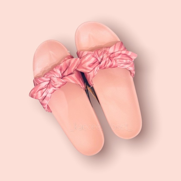 NWT PINK VS Zebra Print Slides Sz M (7-8) - Picture 1 of 2